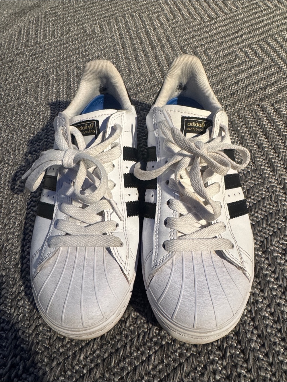 adidas White and Black Low-Top Shell-Toe Sneakers